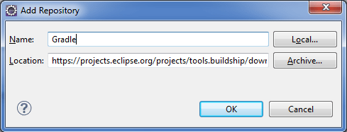 Install Gradle via Eclipse Update Manager