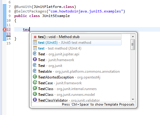 Use JUnit 5 Test Templates in Eclipse