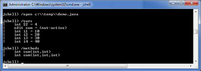 Java Code loaded in JShell