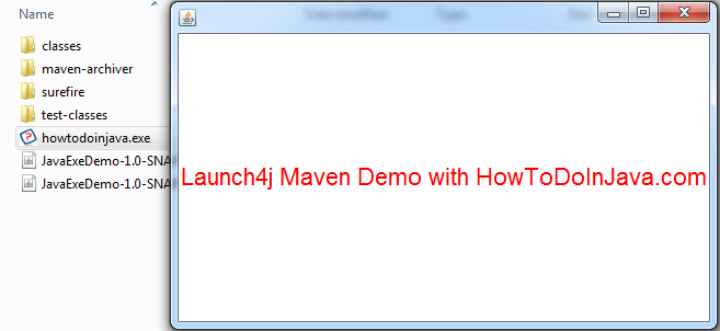Launch4j maven demo to create java executable