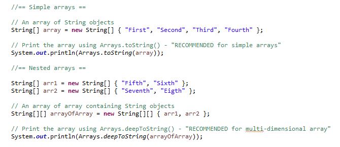 springe mørk operatør Java - print array - print nested array - HowToDoInJava
