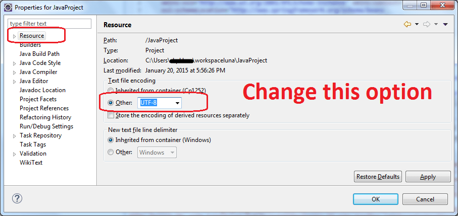 texpad change encoding