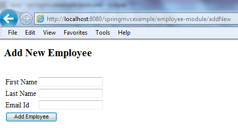 Spring MVC Form Example - Blank Form
