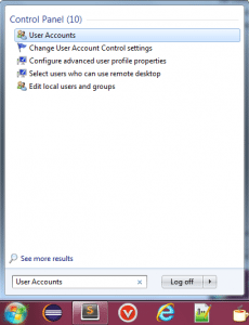 Search User Accounts in Windows 7
