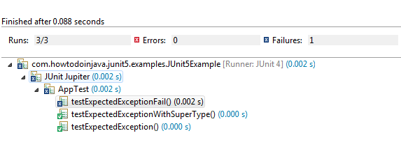 junit test to suit runtime exception