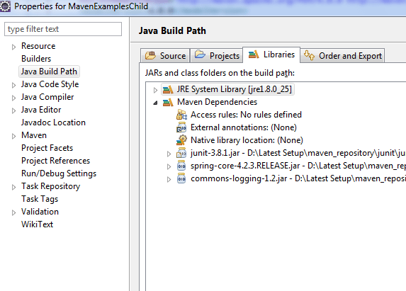 Java Build Path of Child Project
