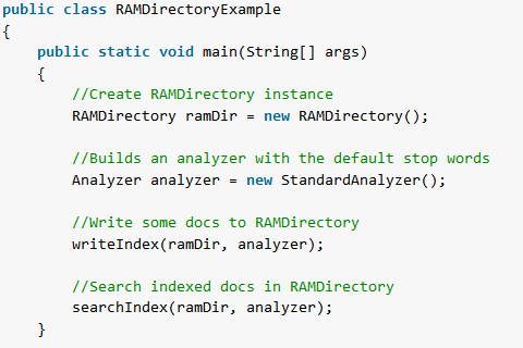 Lucene 6 RAMDirectory Example