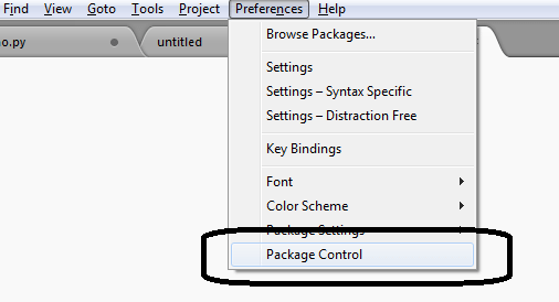 Package Control Menu