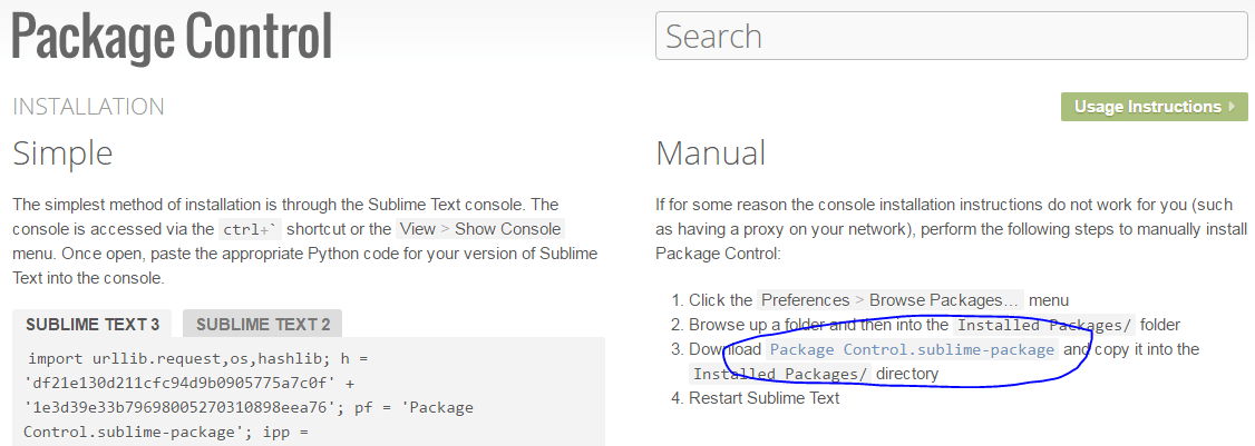 Sublime package control