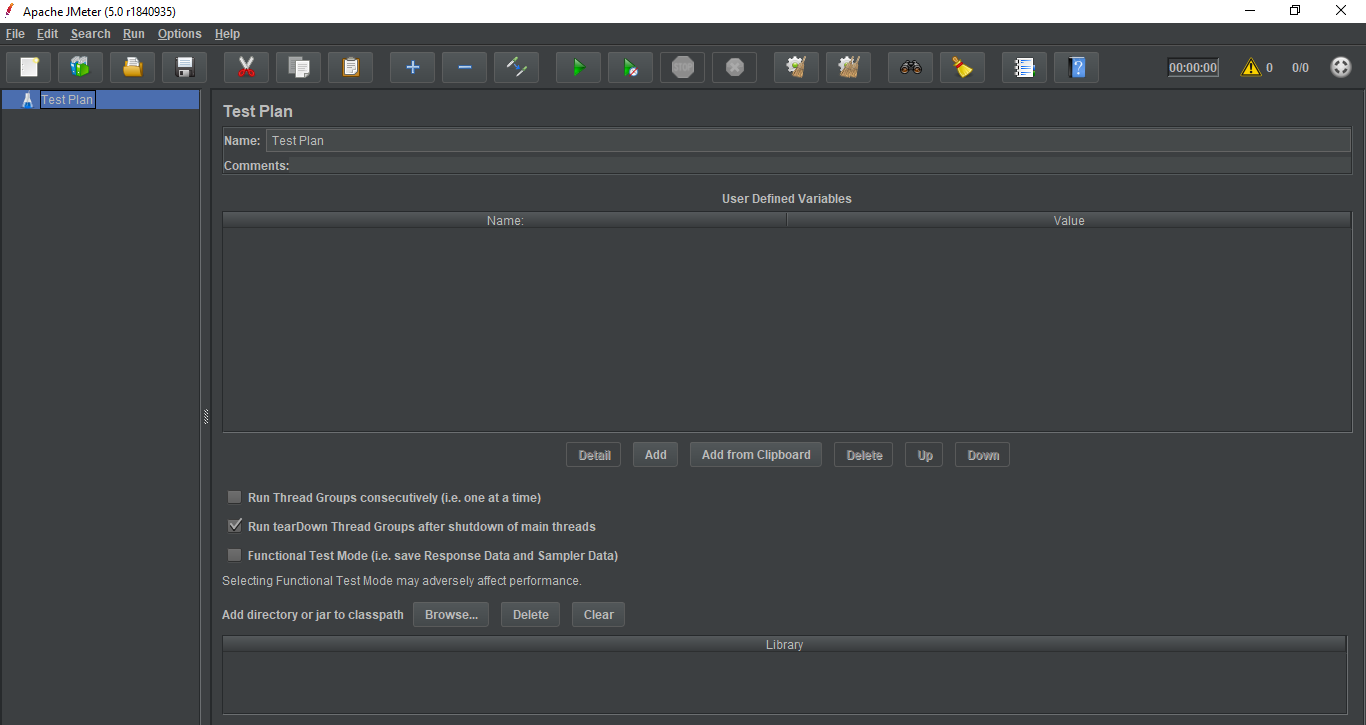 JMeter initial screen