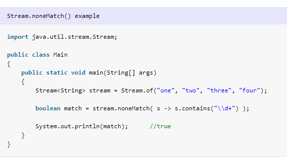 Java Stream noneMatch example