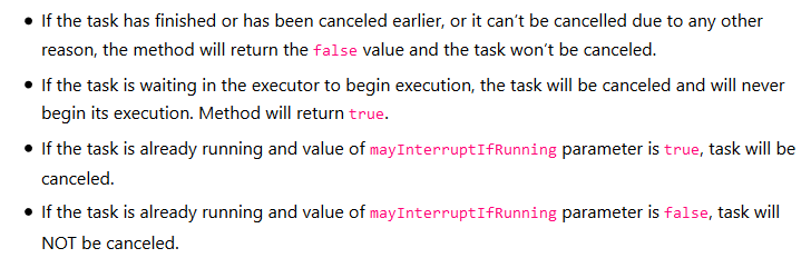 Cancel a task in executor