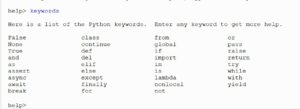 Python keywords