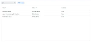 Spring Boot Vaadin CRUD example: grid filtered by the word java